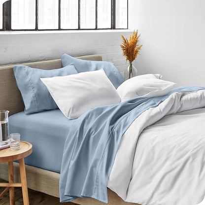 Bare Home Full Sheet Set - 1800 Ultra-Soft Microfiber Full Bed Sheets - Double Brushed - Deep Pockets - Easy Fit - 4 Piece Set - Bedding Sheets & Pillowcases (Full, Dusty Blue)