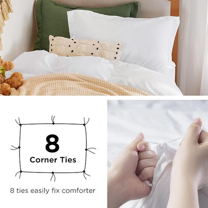 Bedsure Duvet Cover Twin/Twin XL Size - 2 Pieces Prewashed Cotton-Like Polyester Extra Soft Bedding Set, Includes 1 Twin Duvet Cover 68''x90'' with Zipper Closure & 1 Pillow Sham, White, No Comforter