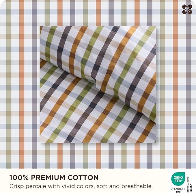 Bedsure Gingham Duvet Cover Queen Size - 100% Cotton Reversible Classic Warm Plaid Pattern Duvet Cover Set, 3 Pieces Soft & Breathable PureWoven Bedding Set with 2 Pillow Shams (Warm Plaid 90"x90")