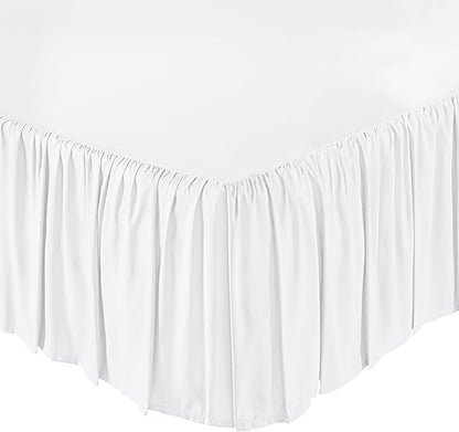 Amazon Basics Lightweight Ruffled Bed Skirt, Machine Washable, Wrinkle Resistant, Classic Style, Soft 100% Microfiber With 16" Drop, King, Bright White