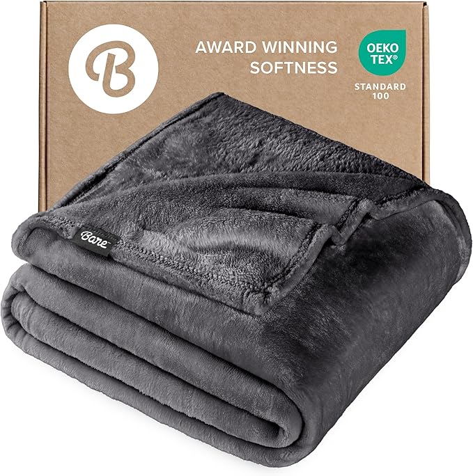 Bare Home Fleece Blanket - King Size - Ultra-Soft Lightweight for Bed, Sofa, and Couch - Luxury Microplush - Cozy Warm Blanket (King, Forged Iron Grey)