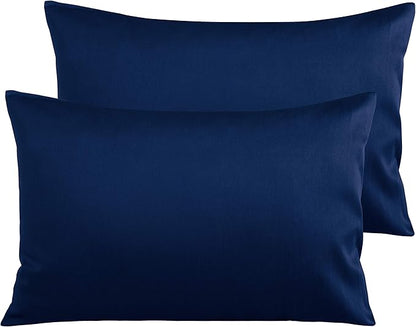 NTBAY Egyptian Cotton Queen Pillowcases - Set of 2, 500 Thread Count Cotton Pillowcases - Soft and Breathable Envelope Closure Pillow Cases - 20x30 Pillow Covers for Bed, Navy Blue