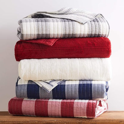 Levtex Home - Camden Quilt Set -King Quilt + Two King Pillow Shams - Buffalo Check in Red and Cream - Quilt Size (106 x 92 in.) and Pillow Sham Size (36 x 20 in.) - Reversible Pattern - Cotton