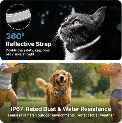 GPS Pet Tracker for Dogs & Cats, Smart Collar with Real-Time Location | No Monthly Fee, Activity Monitoring, Adjustable Reflection Strap, Find My Compatible, Lightweight Wear, Plug And Play