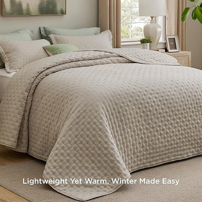 Bedsure Twin Quilt - Ultra Soft Twin XL Quilt Bedding for Dorm Decor, Lightweight All-Season Comforter, Linen Bedspread Coverlet with Clover Pattern, 68 x 86 Inches | Stitch-Free Quilting, Ultra Soft, Lightweight, Machine Washable, Pet-Friendly