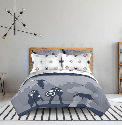 Jay Franco Marvel Avengers Full Size Comforter Set - 7 Piece Bedding Includes Sheet Set & Pillow Covers - Super Soft Cozy Bedding with Captain America, Hulk, Iron Man and Thor
