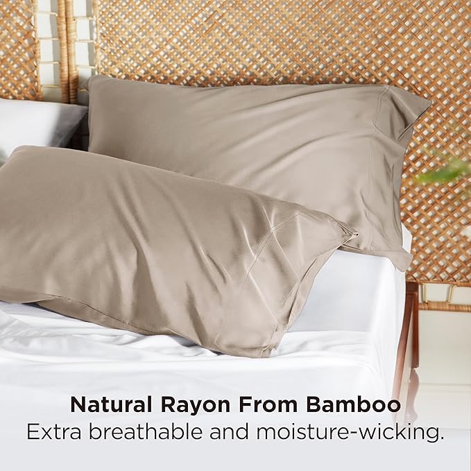 Bedsure King Size Pillow Cases Set of 2, Cooling Pillow Cases King, PureWoven 100% Rayon Derived from Bamboo Simply Pillowcases, Breathable Bedding Pillow Covers with Envelope Closure, 20x36 Inches