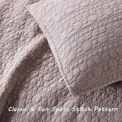 HORIMOTE HOME Quilt Set Twin Size Cameo Rose, Classic Geometric Spots Stitched Pattern, Stone-Washed Microfiber Chic Rustic Look, Ultra Soft Lightweight Quilted Bedspread for All Season, 2 Pieces