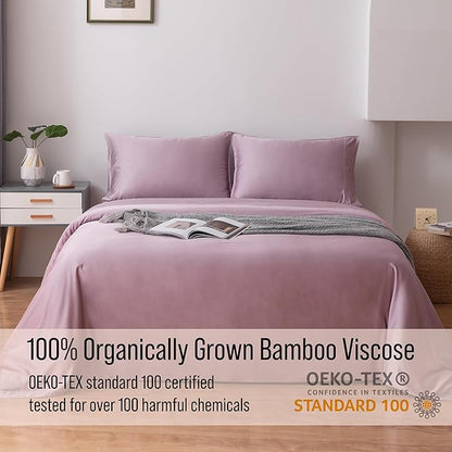 Bella Coterie Luxury Bamboo Viscose Twin XL Size Sheet Set | 100% Organically Grown | Ultra Soft | Cooling for Hot Sleepers | 18" Deep Pocket [Lilac]