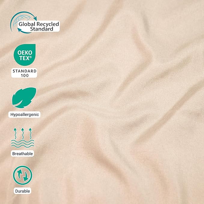 ZPECC Pillow Cases Standard Size Set of 4, 20x26 Envelope Closure Pillowcases, Soft Plain Brushed Microfiber Covers Hypoallergenic Breathable, Beige