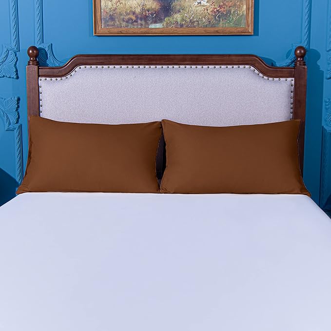 NTBAY Queen Pillowcase Set - 4 Pack Brushed Microfiber 20x30 Pillowcases - Soft, Wrinkle-Free, Fade-Resistant, Stain-Resistant, Brown Pillowcases with Envelope Closure - 20x30 Inches, Brown