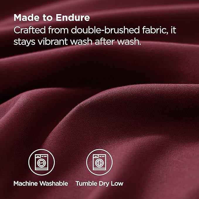 Bedsure Pillow Cases Standard Size Set of 2 - Burgundy Red Brushed Microfiber Pillowcases, Super Soft and Cozy Pillow Case Covers with Envelope Closure for Kids, Wrinkle, Fade Resistant, 20x26 Inches