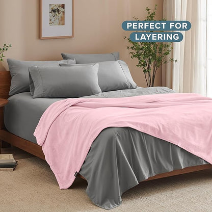 Bare Home Fleece Blanket - King Size - Ultra-Soft Lightweight for Bed, Sofa, and Couch - Luxury Microplush - Cozy Warm Blanket (King, Light Pink)