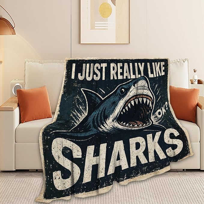 Shark Blanket Super Soft Warm Fluffy Fleece Flannel Sea Animal Throw Blanket Cozy Fuzzy Plush Stuff Bedding Blankets Gifts for Women Kids Boys Girls Adults 80"X60"