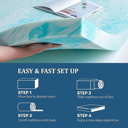 EGO Topper 2 Inch Full Memory Foam Mattress Topper, Cooling Gel Foam Mattress Topper for Pressure Relief, Ventilated Design Bed Topper in a Box, CertiPUR-US Certified, 54"×75", Medium