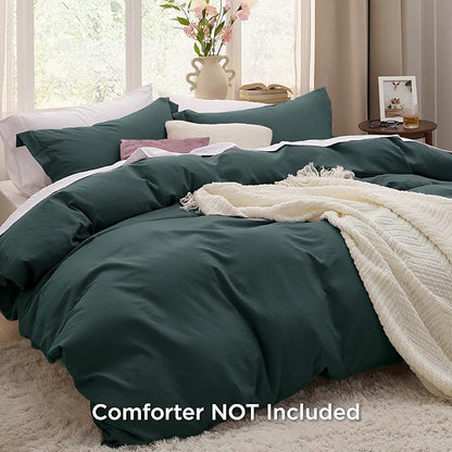 Bedsure Forest Green Duvet Cover Twin/Twin XL Size - 2 Pieces Prewashed Polyester Extra Soft Bedding Set, Includes 1 Twin Duvet Cover 68''x90'' with Zipper Closure & 1 Pillow Sham, No Comforter