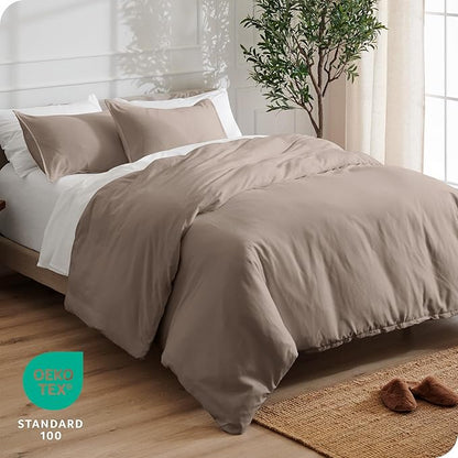 Bare Home Bedding Duvet Cover Oversized Queen - Premium 1800 Super Soft Collection - Lightweight, Cooling - Soft Breathable Bedding Duvet Cover (Oversized Queen, Taupe)