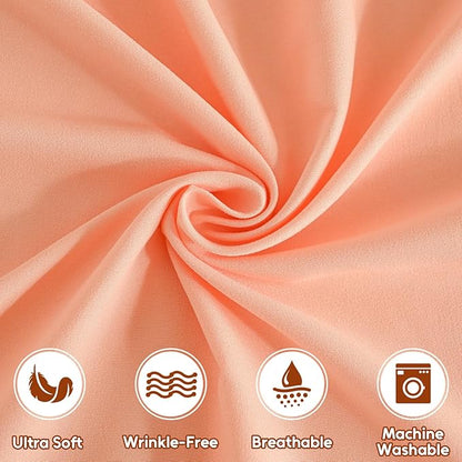 Twin Sheets Set, 3 Pieces Hotel Luxury Soft Microfiber Bed Sheets Set, Up to 16" Deep Pockets, Oeko-Tex Sheets with Elastic, Breathable, Wrinkle Free (Peach Pink, Twin)