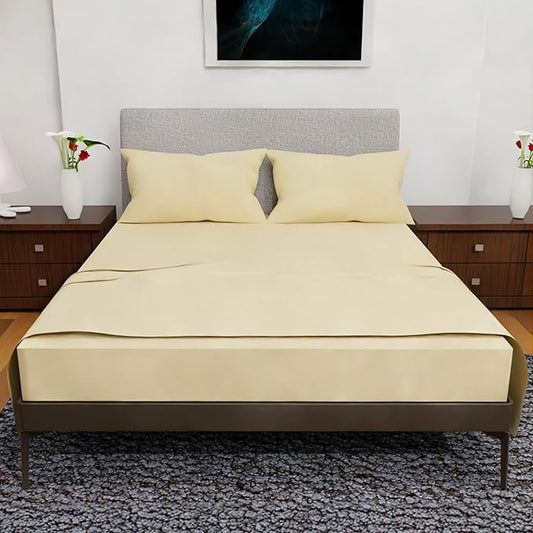 Queen Sheet Set - 4 Piece Double Brushed Queen Size Deep Pocket Bedding - Tan Cooling Sheets