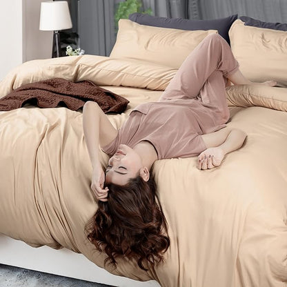 Utopia Bedding Duvet Cover King Size - 3 Piece with Zipper Closure - 1 Comforter Cover 104X90 Inches & 2 Pillow Shams 20X36 Inches (Beige) Comforter Not Included