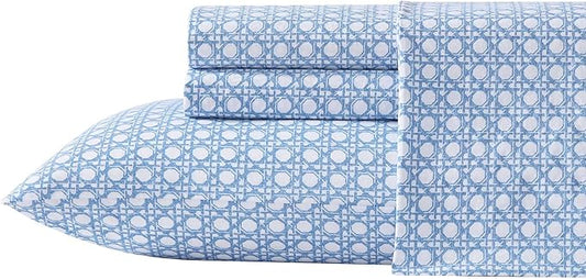 Tommy Bahama - King Size Sheet Set, 100% Cotton Percale Bedding with a Crisp & Cool Feel, Bed Sheets with Matching Fitted Sheet & Pillowcases (Bahama Isle Blue)