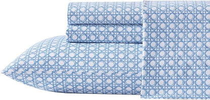 Tommy Bahama - Queen Bed Sheets, Crisp & Cool Cotton Percale Bedding with Matching Pillowcases, Lightweight Bed Set, Oeko-Tex Certified (Bahama Isle Blue)