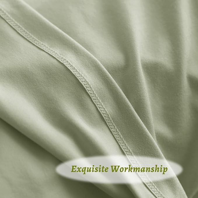 Stretchy Body Pillow Case Cover - Jersey Knit Long Pillowcase for Body Pillow, 1 Pack - Envelope Closure & Skin-Friendly, Soft and Breathable for Sleeping, 20"x54", Sage