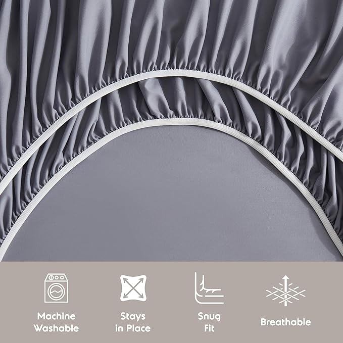 Nestl Full XL Sheet Set - Luxury 1800 Ultra-Soft Microfiber Full Extra Long Bed Sheets - Double Brushed - Deep Pockets - Easy Fit - 4 Piece Set - Bedding Sheets & Pillowcases (Full XL, Dark Grey)