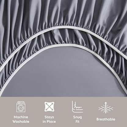 Nestl California King Sheet Set - 1800 Ultra-Soft Microfiber Cal King Bed Sheets - Double Brushed - Deep Pockets - Easy Fit - 4 Piece Set - Bed Sheets (California King, Dark Grey)