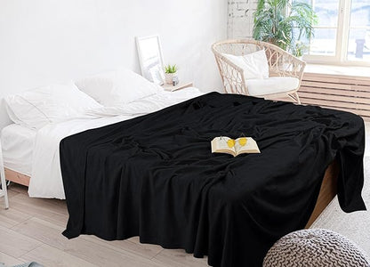 Utopia Bedding Black 100% Cotton Blanket [Queen Size - 90x90 Inch] Lightweight, Soft and Breathable Thermal Blanket for All Seasons