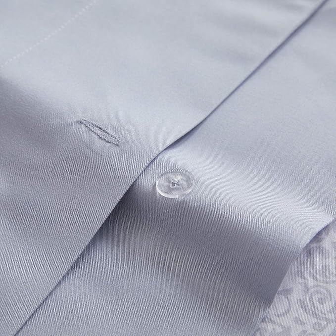 Mellanni Duvet Cover Set - 5 PC Iconic Collection Bedding Set - Hotel Luxury, Extra Soft & Cooling - Microfiber - Button Closure and Corner Ties (Queen, Laced Sky Blue)