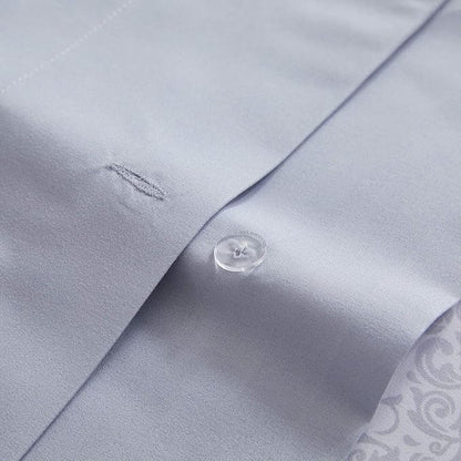 Mellanni Duvet Cover Set - 5 PC Iconic Collection Bedding Set - Hotel Luxury, Extra Soft & Cooling - Microfiber - Button Closure and Corner Ties (Queen, Laced Sky Blue)