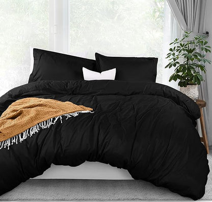 Utopia Bedding Duvet Cover Full Size - 3 Piece with Zipper Closure - 1 Comforter Cover 80X90 Inches & 2 Pillow Shams 20X26 Inches (Black) Comforter Not Included