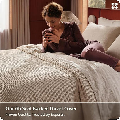 Bedsure Cotton Duvet Cover King Size - 100% Cotton Waffle Weave Khaki Duvet Cover, PureWoven Textured Breathable Bedding Comforter Cover for All Season, 1 Duvet Cover Only 104"x90"
