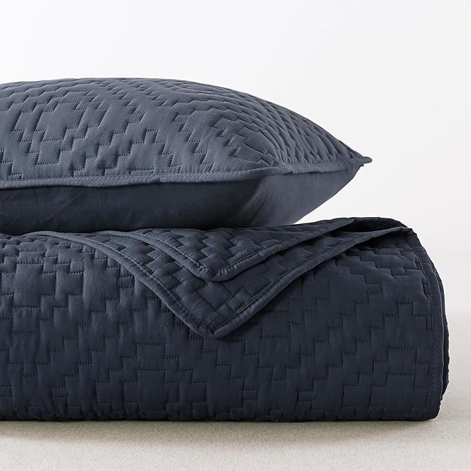 R.SHARE Navy Blue Twin Size Quilt Bedding Sets with Pillow Sham, Boho Lightweight Soft Bedspread Coverlet, Quilted Blanket Thin Comforter Bed Cover for All Season, 2 Pieces, 68x90 inches