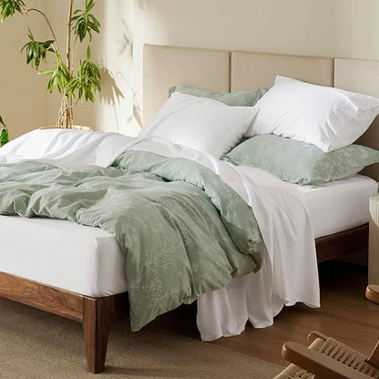 Bedsure Cooling Sheets Twin, Rayon Derived from Bamboo, PureWoven, Breathable & Soft, Deep Pocket Up to 16 Inches, Hotel Luxury Silky Bedding for Hot Sleepers, White