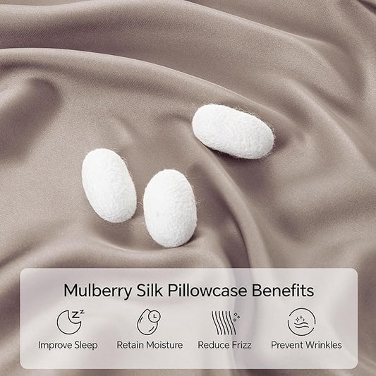 INFIIXSO Mulberry Silk Pillowcase for Hair and Skin, Silk Pillow Cases Queen Size with Hidden Zipper 20x30 Inches, Extraordinary Smooth and Soft Cooling Pillow Cases for Hot Sleepers(Caramel, 1 Pack)