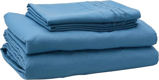 Queen Size Bed Sheets - Breathable Luxury Sheets with Full Elastic & Secure Corner Straps Built In - 1800 Supreme Collection Soft Deep Pocket Bedding, Sheet Set, EXTRA DEEP pocket - Queen, Denim