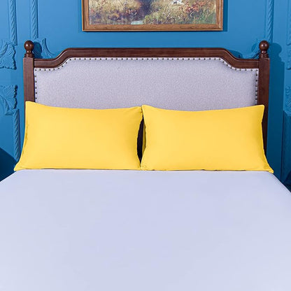 NTBAY Standard Pillowcase Set - 2 Pack Brushed Microfiber 20x26 Pillowcases - Soft, Wrinkle-Free, Fade-Resistant, Stain-Resistant, Yellow Pillowcases with Envelope Closure - 20x26 Inches, Yellow