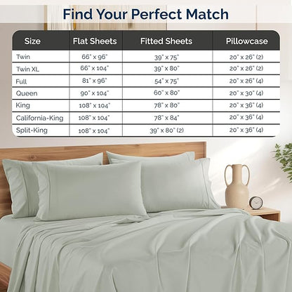 Casa Platino Full Percale Sheet Set– 6 Piece 100% Cotton Sheet Set Full, with 15” Deep Pocket Fitted Sheet, Crisp Weave for Cool Cozy Sleep, Soft & Breathable, Everyday Essential Sheets – Silver