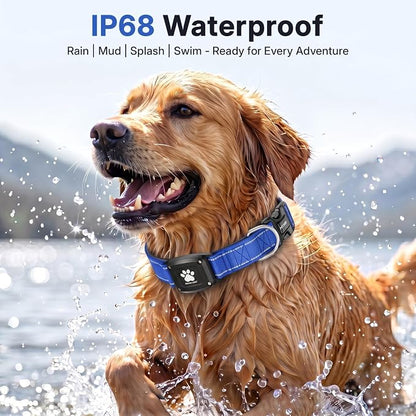 GPS Dog Collar Tracker 2-in-1,Reflective Waterproof Pet Collar,iOS-Only,No Monthly Fees,Unlimited Range,Dog Tracking Collar Pet Tracker,for Small Medium Large Dogs(S (12.5"-16"), Blue)