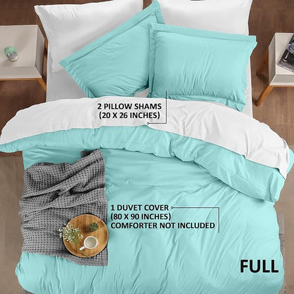Utopia Bedding Duvet Cover Full Size - 3 Piece with Zipper Closure - 1 Comforter Cover 80X90 Inches & 2 Pillow Shams 20X26 Inches (Spa Blue) Comforter Not Included