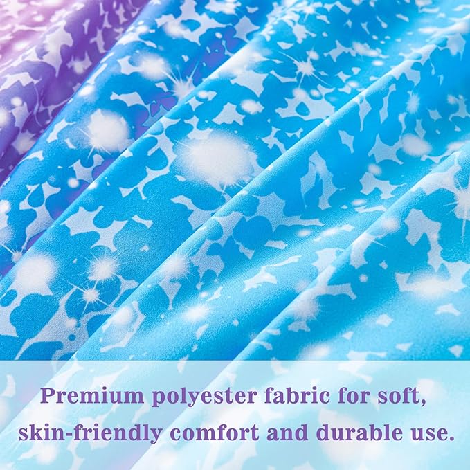 RYNGHIPY Blue Purple Girls Bedding Set 3D Colorful Galaxy Starry Comforter Sets for Girls Kids Full Lightweight Soft Rainbow Bed in A Bag