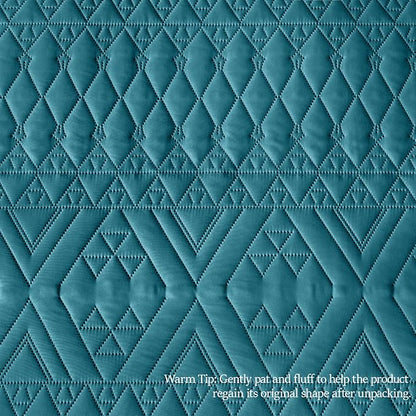 akkialla Twin Quilt Set, Teal Lightweight Microfiber Bedspread Coverlet, Boho Geometric Pattern, Soft All-Season Bedding, 2-Piece (1 Quilt, 1 Pillow Sham) | Breathable fabric, Modern style