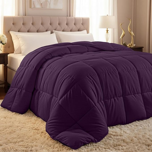 Utopia Bedding Comforter Duvet Insert, Quilted Comforter with Corner Tabs, Box Stitched Down Alternative Comforters Twin Size (Plum)