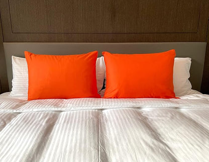 iMaylex Soft 100% Egyptian Cotton Zipper Closure Pillowcases, Cozy and Lightweight Pillow Case, Set of 2, Orange, Standard, 20" x 26"