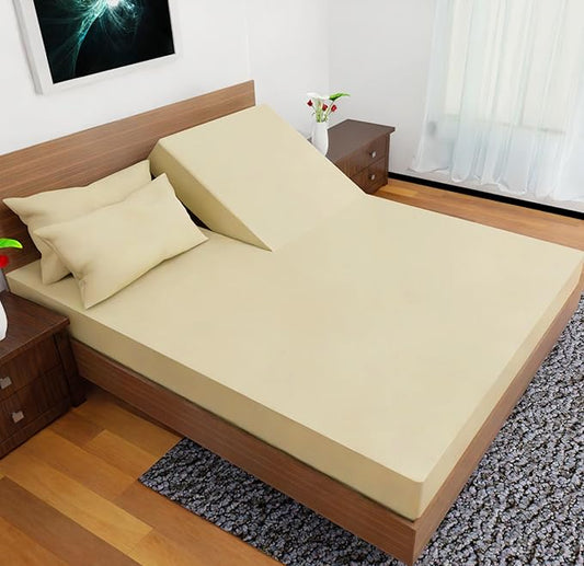 Split Top Queen Sheets for Adjustable Bed, 4-Pcs 36'' Flat, 1 Fitted Sheet & 2 Pillowcase – 16 Inch Deep Pocket, Egyptian Quality Wrinkle-Free Top Split Queen Sheets Set (Tan)