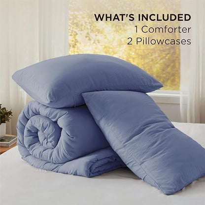 Bedsure King Comforter Set, Blue Soft Prewashed Bedding for All Seasons, 3 Pieces GentleSoft™ Bed Set, 1 Lightweight Comforter (104"x90") and 2 Pillowcases (20"x36")