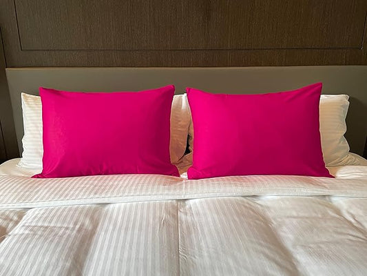 iMaylex Soft 100% Egyptian Cotton Zipper Closure Pillowcases, Cozy and Lightweight Pillow Case, Set of 2, Fuchsia, Standard, 20" x 26"