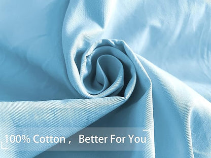 iMaylex Soft 100% Egyptian Cotton Zipper Closure Pillowcases, Cozy and Lightweight Pillow Case, Set of 2, Light Blue, Queen, 20" x 30"